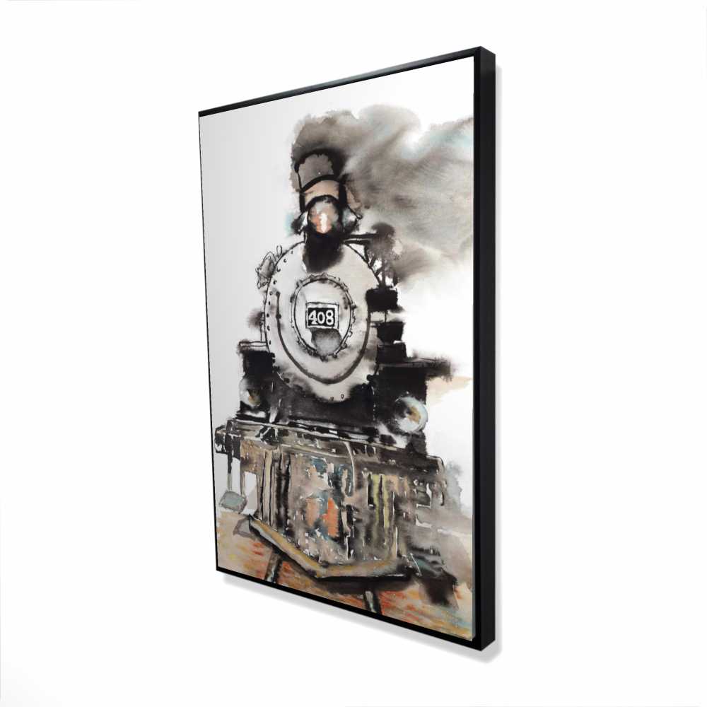 2081-3624-TR74 24 x 36 in. Vintage Train - Black Framed Canvas for Home Decor