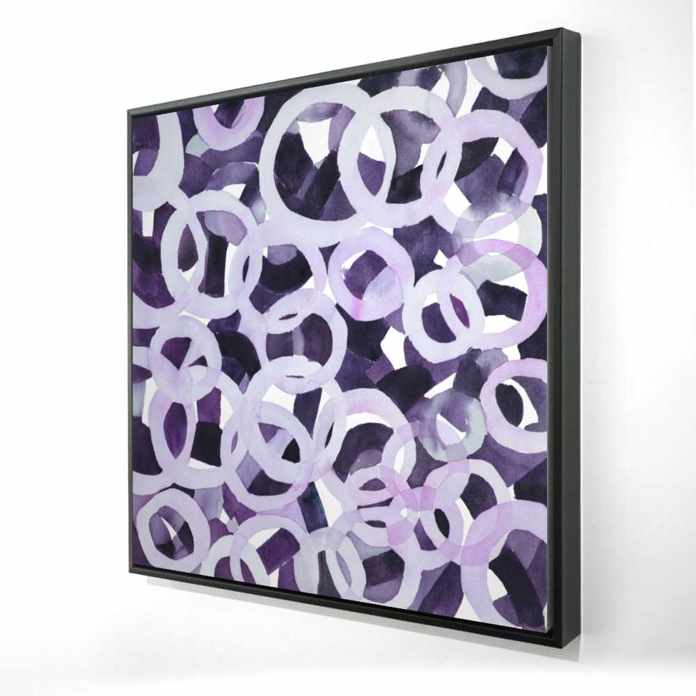 2081-3636-AB46-1 36 x 36 in. Abstract Purple Circles - Framed Canvas for Home Decor