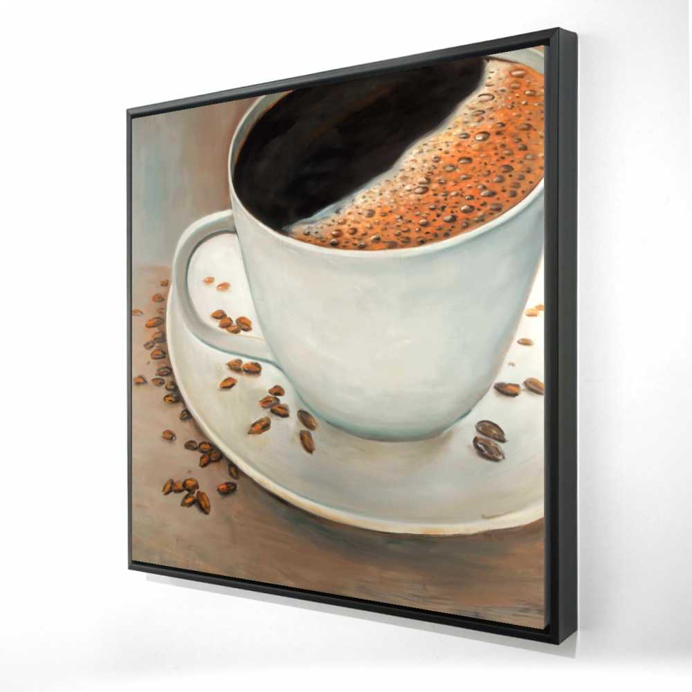 2081-3636-GA67 36 x 36 in. Black Coffee - Still Life Beige Framed Canvas for Home Decor