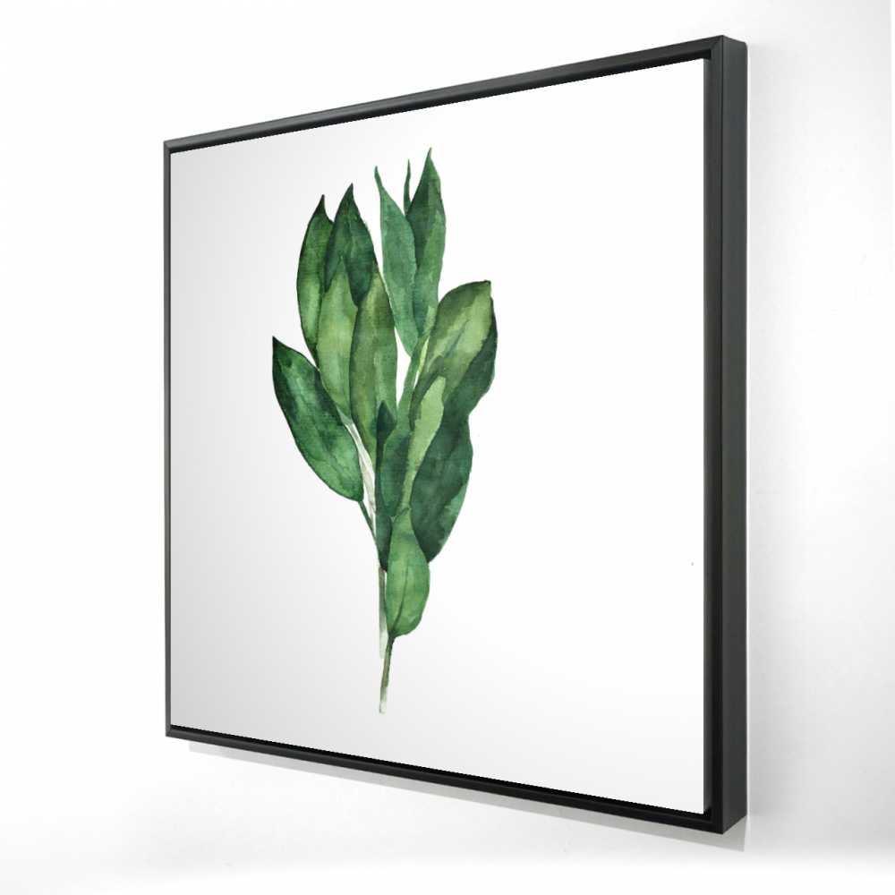 2081-3636-GA91 36 x 36 in. Bay Leaves Bundle - Kitchen White Framed Canvas Decor