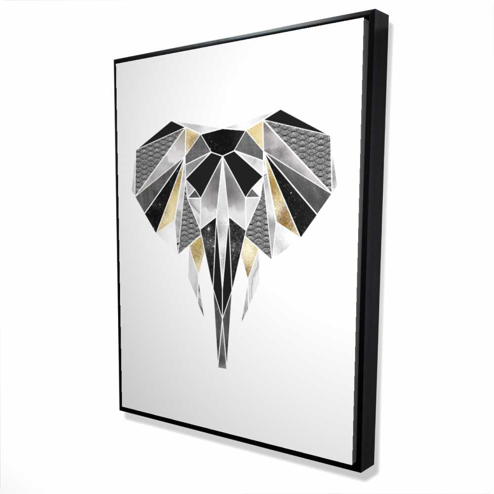 2081-4836-AN476 36 x 48 in. Geometric Elephant - Scandinavian Framed Canvas Home Decor