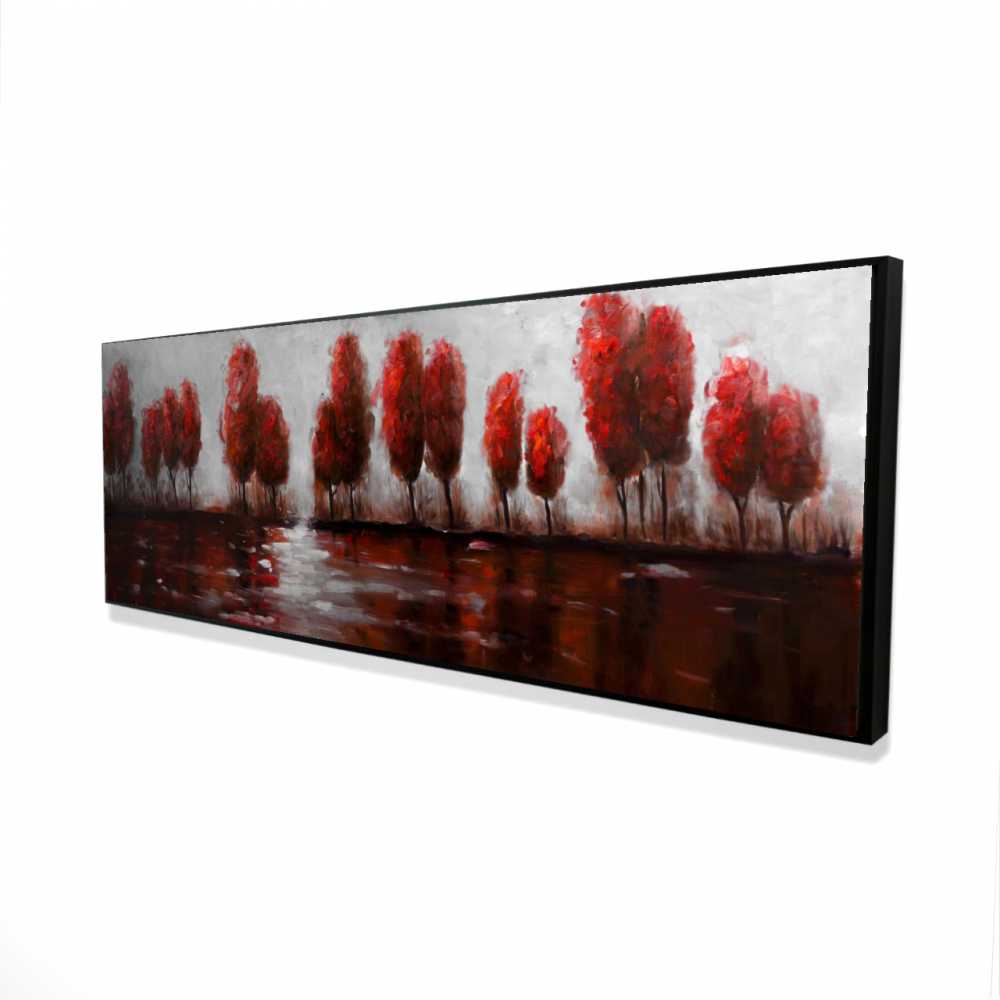 2081-2060-LA66 20 x 60 in. Red Trees - Framed Canvas Landscape for Home Decor