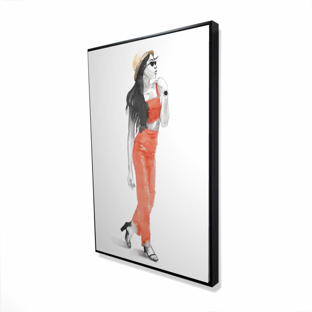 2081-3624-FA43 24 x 36 in. Strike The Pose - Red Figurative Framed Canvas