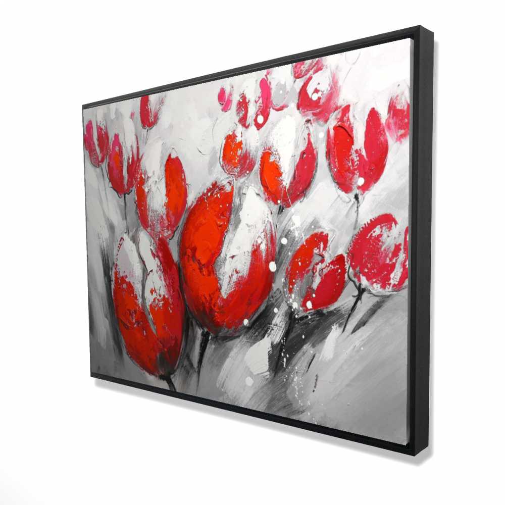 2081-3648-FL64 36 x 48 in. Red Tulips - Contemporary Framed Canvas for Office Decor