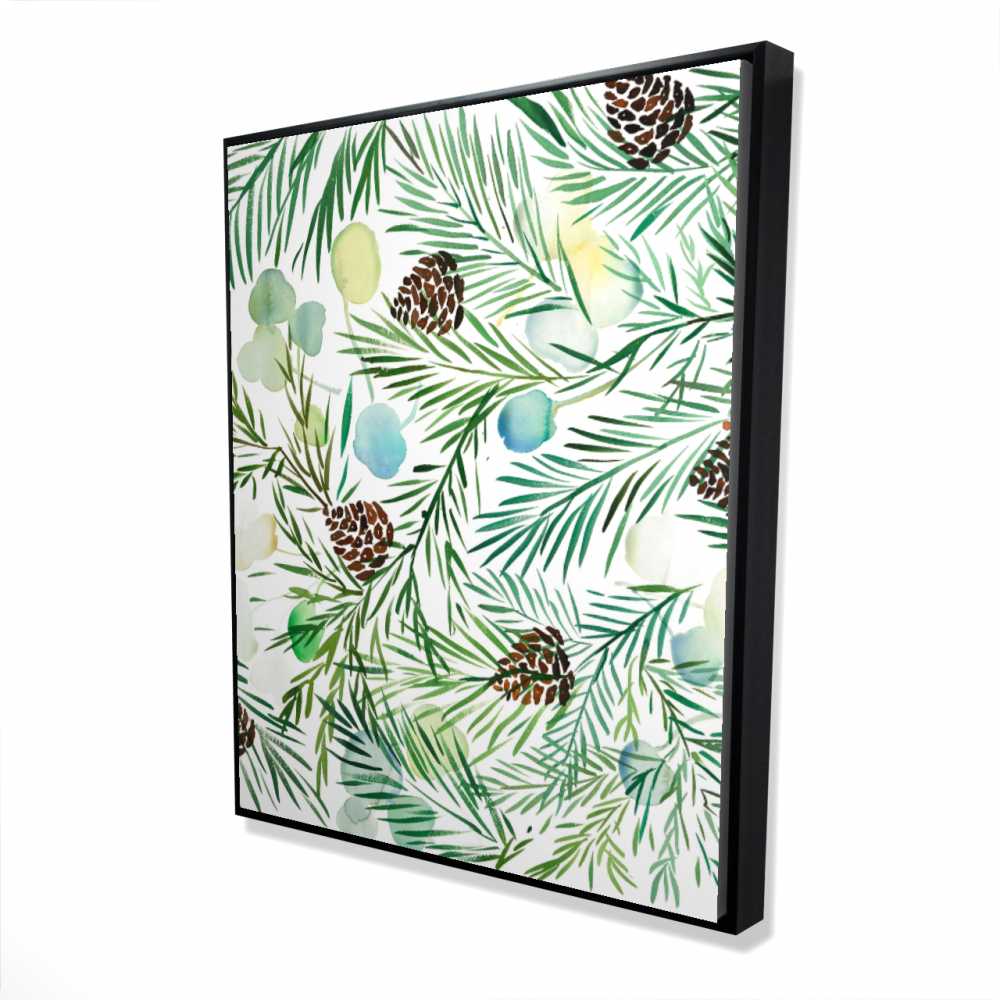 2081-6048-HO8 48 x 60 in. Pine Cone Pattern - Leaves Brown Framed Canvas Home Decor