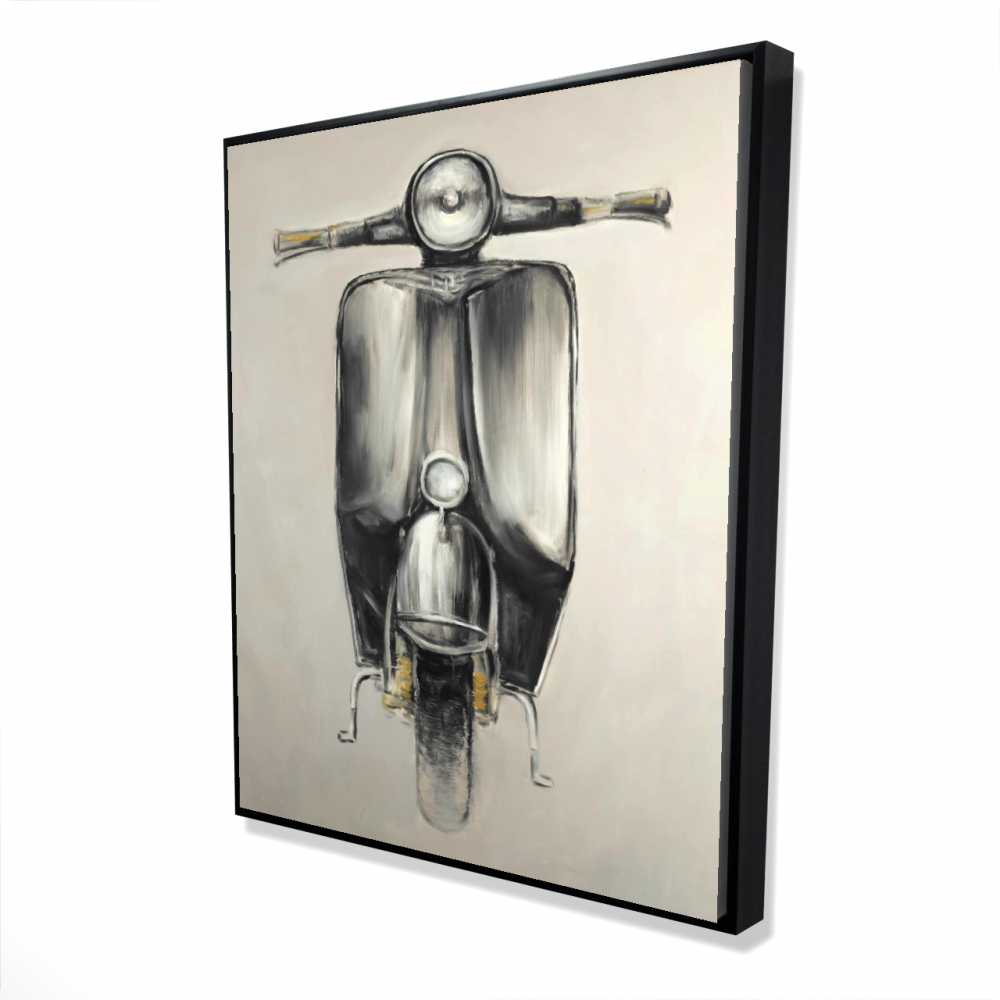 2081-6048-TR49 48 x 60 in. Small Black Moped Canvas - Man Cave Transportation Decor