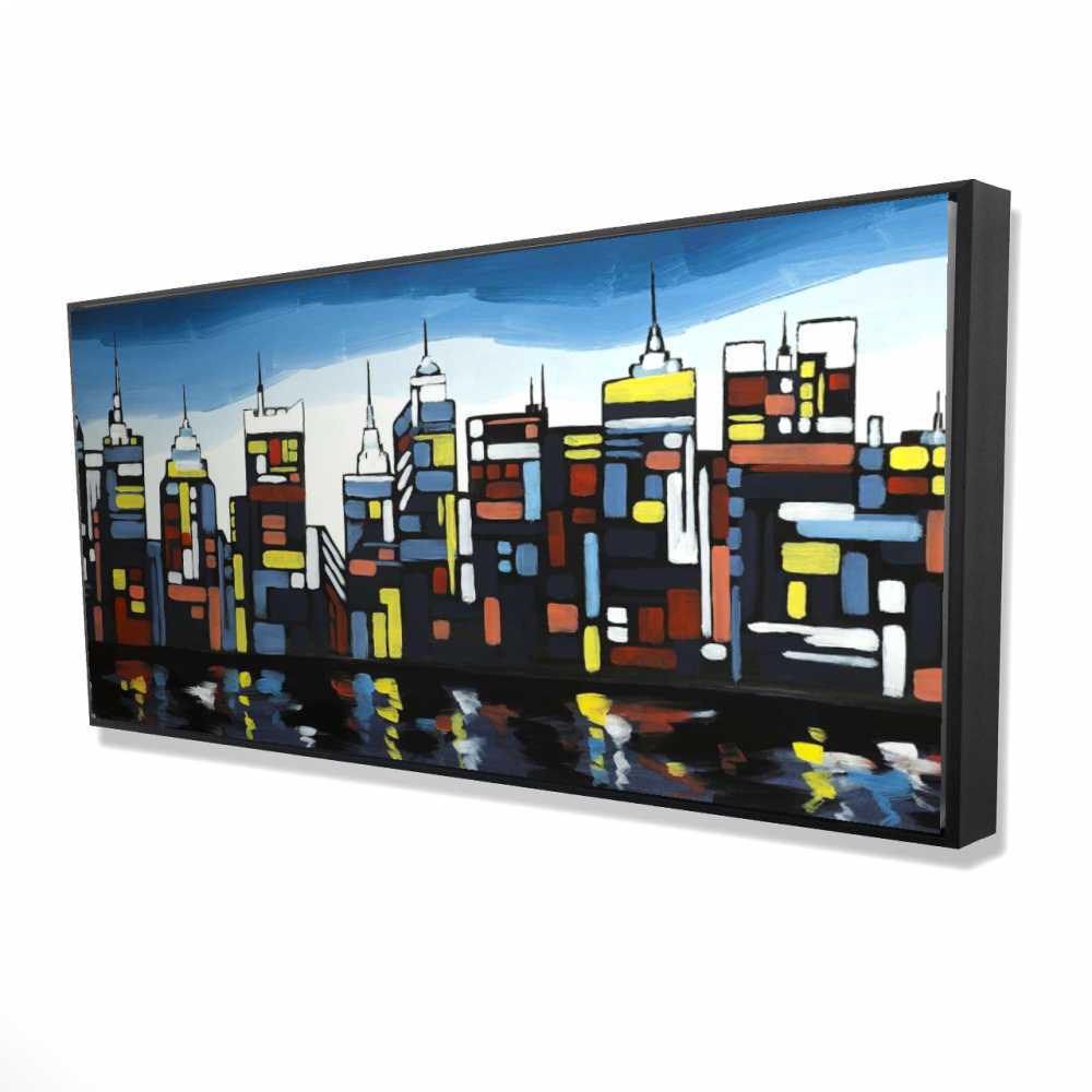 2081-2448-CI331 24 x 48 in. Colorful Skyline - Modern Framed Canvas for Bedroom Decor