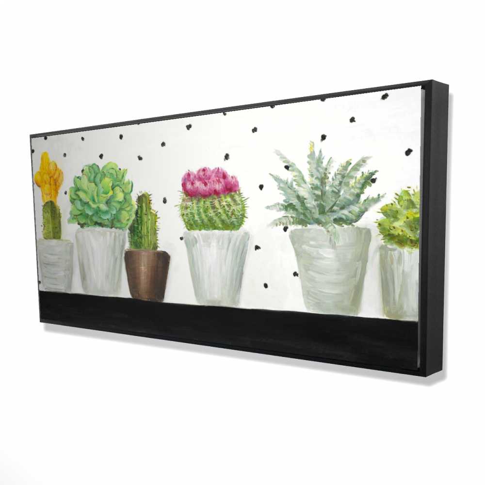 2081-2448-FL114 24 x 48 in. Mini Cactus & Succulents - Framed Canvas for Home Decor