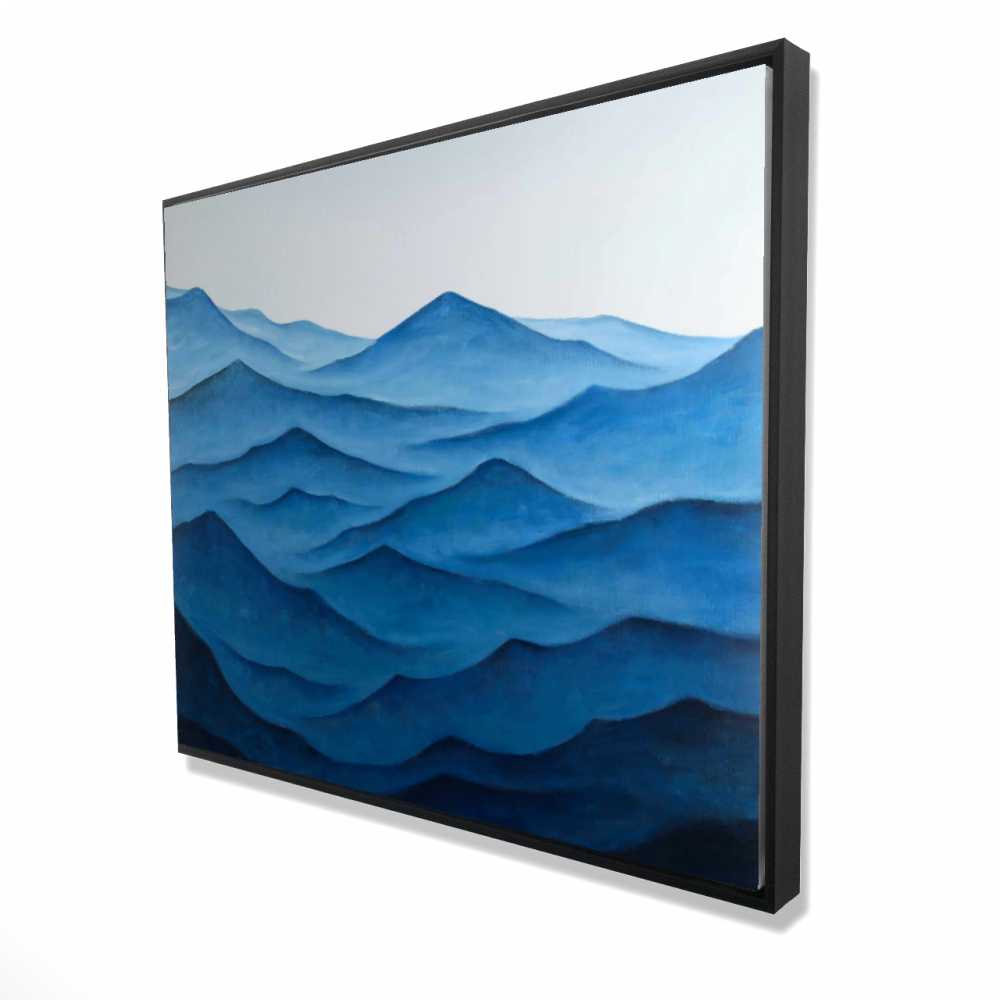 2081-4860-CO89 48 x 60 in. Dark Calm Ocean Waves - White Coastal Framed Canvas Decor