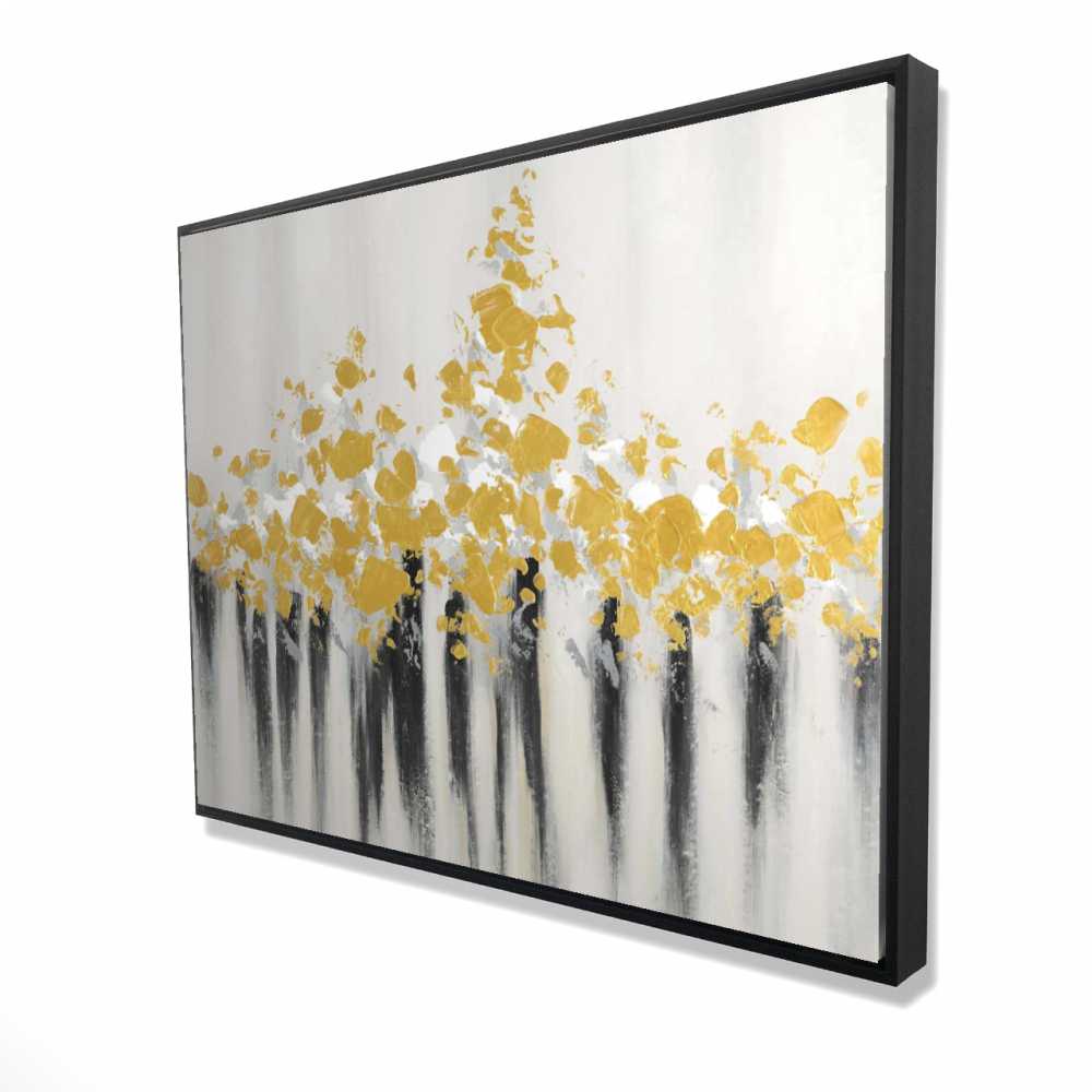 2081-3648-AB33 36 x 48 in. Abstract Gold Flowers - Framed Canvas for Home Decor