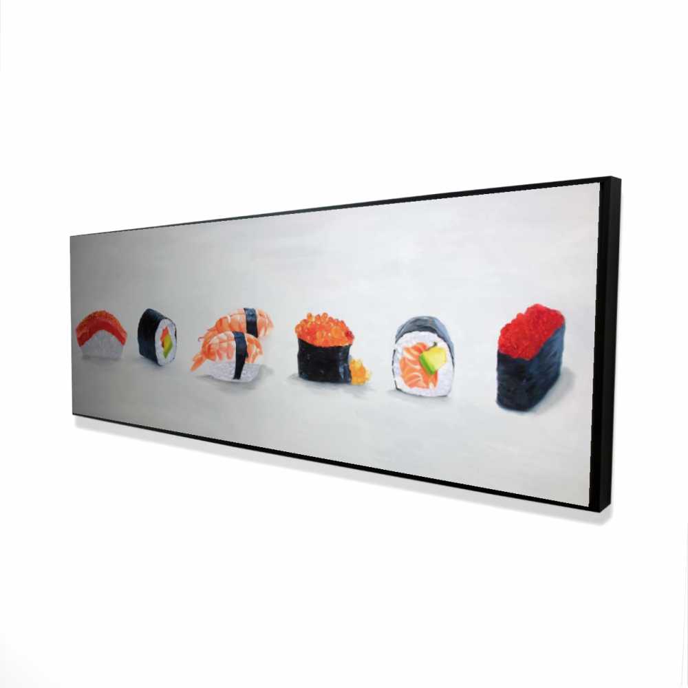 2081-2060-GA85 20 x 60 in. Delicious Sushis - Coral Kitchen Framed Canvas
