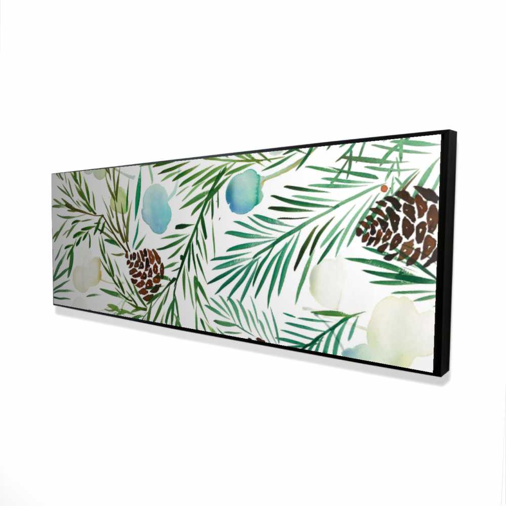 2081-2060-HO8 20 x 60 in. Pine Cone Pattern - Leaves Holidays Framed Canvas Decor