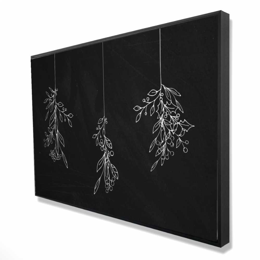 2081-2436-HO14 24 x 36 in. Mistletoe Botanical Illustrative Framed Canvas