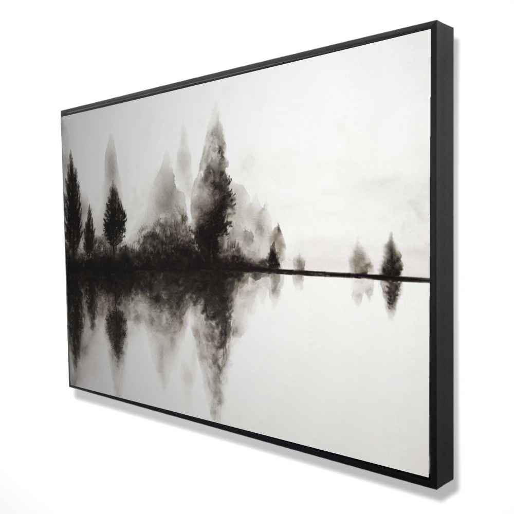 2081-2436-LA161 24 x 36 in. Reflection - White Trees Framed Canvas for Home Decor
