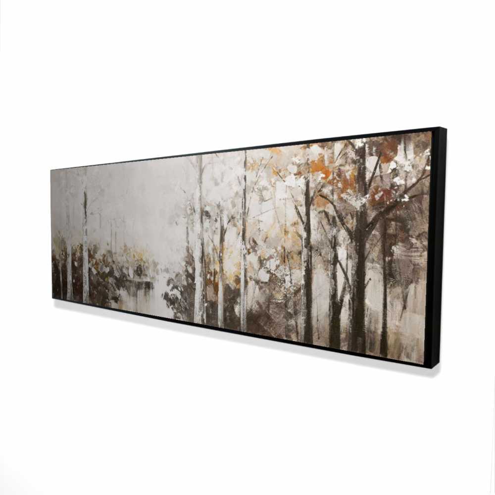 2081-2060-LA18 20 x 60 in. Abstract White Forest - Brown Framed Canvas for Home Decor
