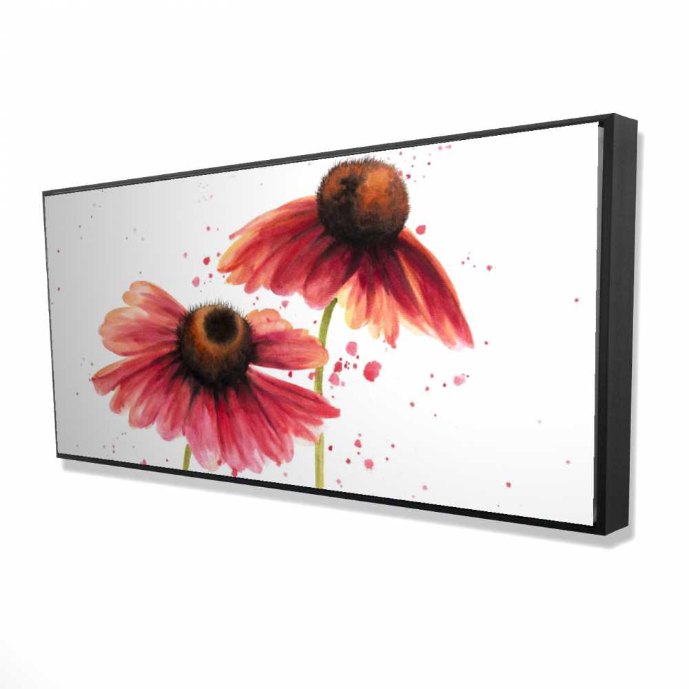 2081-2448-FL204 24 x 48 in. Two Pink Daisies - Botanical Pink Framed Canvas Home Decor