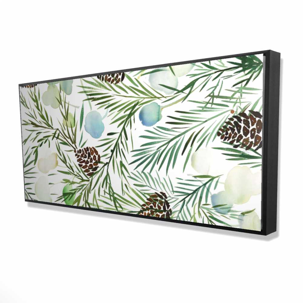 2081-2448-HO8 24 x 48 in. Pine Cone Pattern - Minimalist Green Framed Canvas Decor