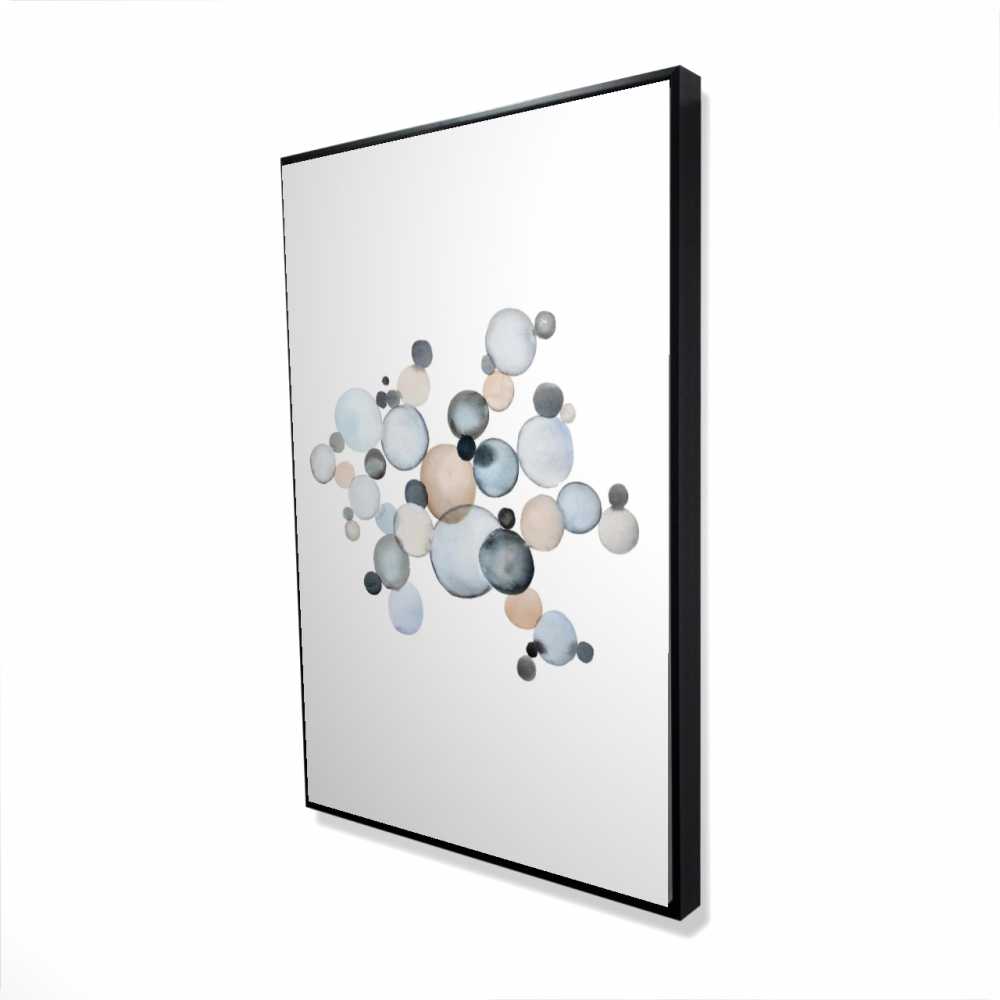 2081-3624-AB65 24 x 36 in. Grayish Bubbles - Shapes Abstract Framed Canvas
