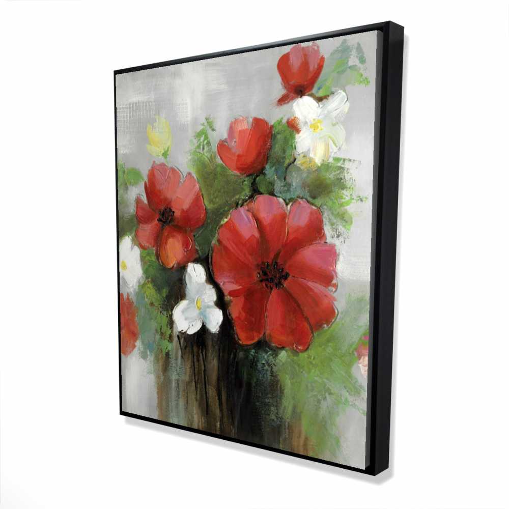 2081-6048-FL4 48 x 60 in. Abstract Wild Flowers Bundle - Red Floral Canvas Decor