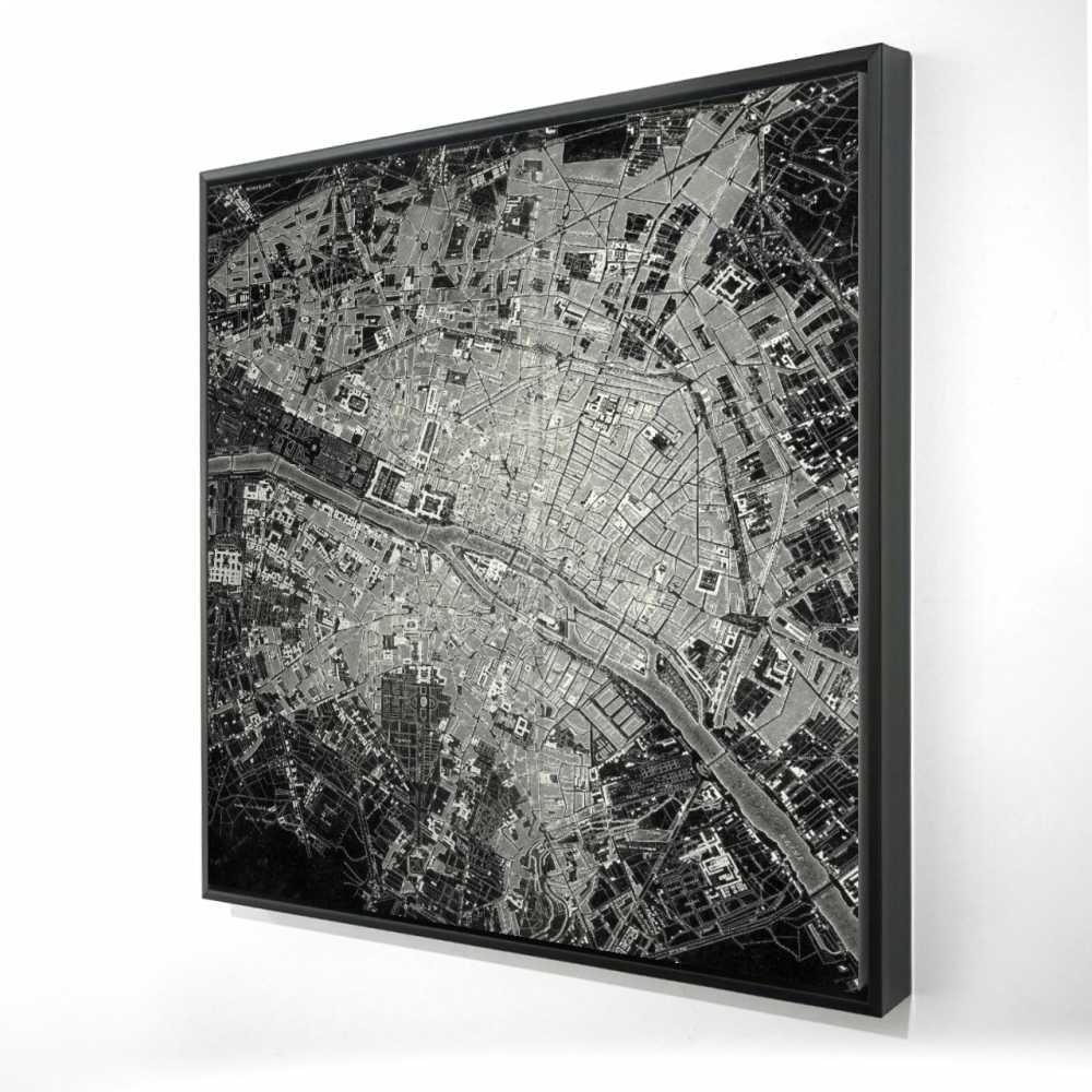 2081-3636-TV2 36 x 36 in. Airplane Satellite View - Black Framed Canvas Home Decor