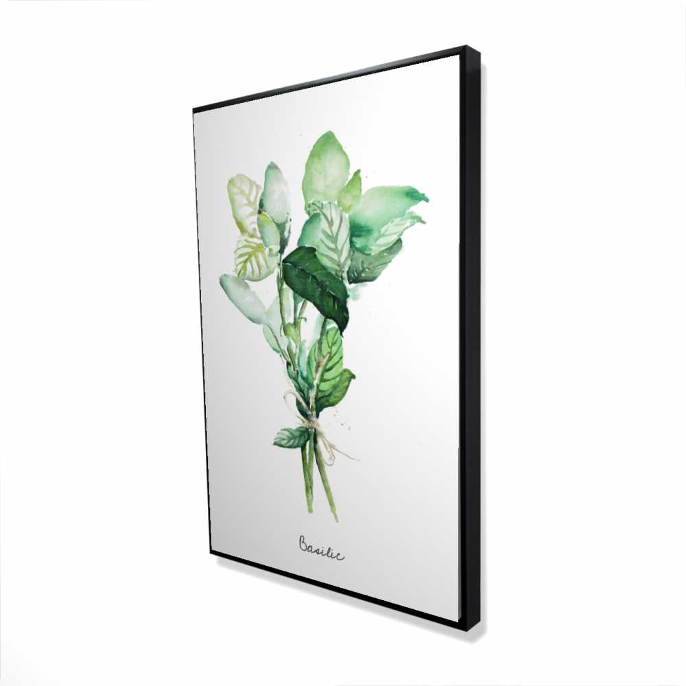 2081-3624-GA90-2 24 x 36 in. Tied Up Basil Leaves Bundle - Framed Canvas Kitchen Decor