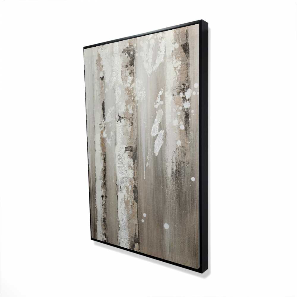 2081-3624-LA20 24 x 36 in. Delicate Birch Trees - Contemporary Beige Framed Canvas Art
