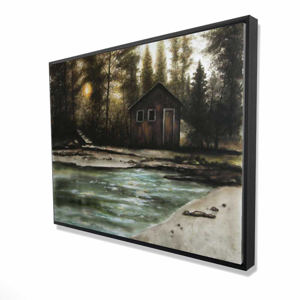 2081-3648-LA189 36 x 48 in. Cabin in the Forest - Rustic Man Cave Framed Canvas Decor