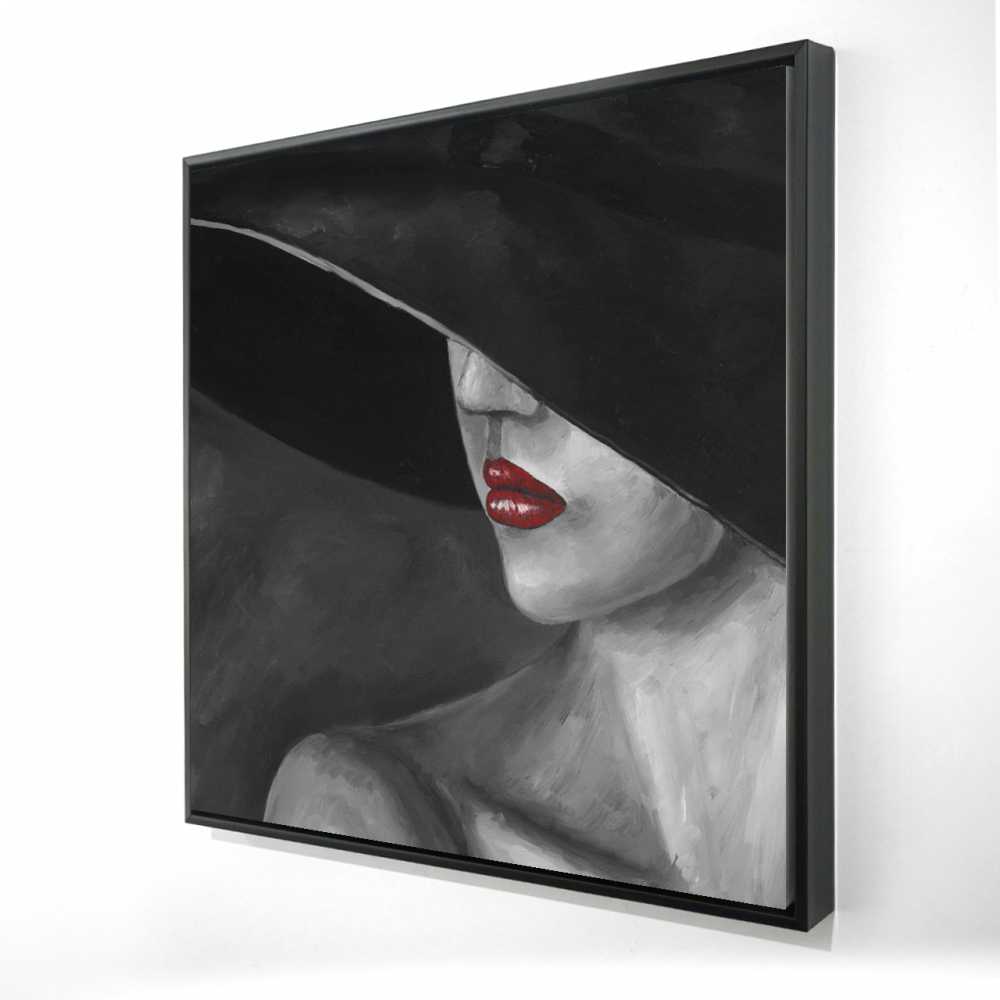 2081-3636-FA28 36 x 36 in. Mysterious Woman with A Hat - Romantic Canvas Art for Home