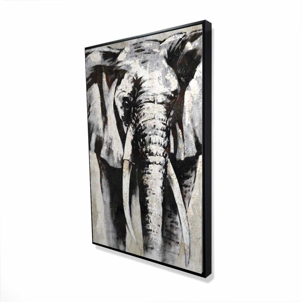 2081-3624-AN6 24 x 36 in. Grayscale Elephant Canvas - African Elephant Home Decor Art