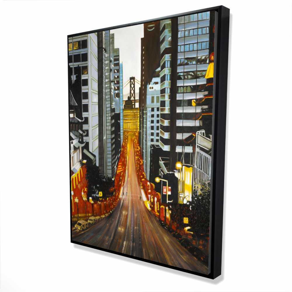 2081-4836-CI357 36 x 48 in. San Francisco by Night - Framed Canvas Bedroom Decor