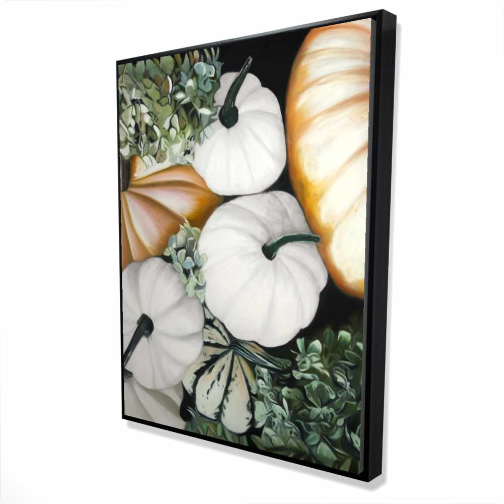 2081-4836-GA121 36 x 48 in. Fall Pumpkins - Green Gastronomy Framed Canvas Home Decor