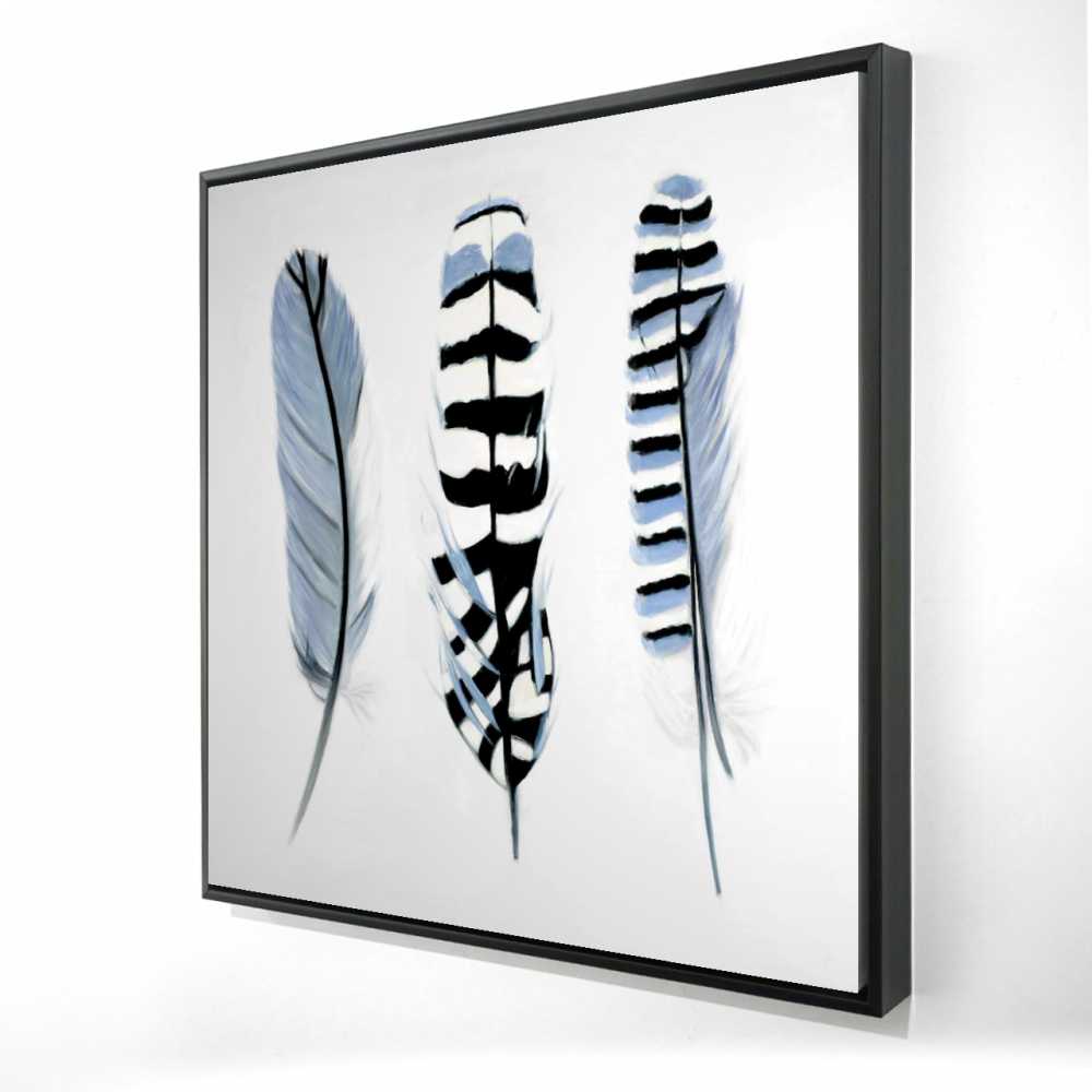 2081-3636-AN242 36 x 36 in. Delicate Feathers - Bohemian Black Framed Canvas Decor