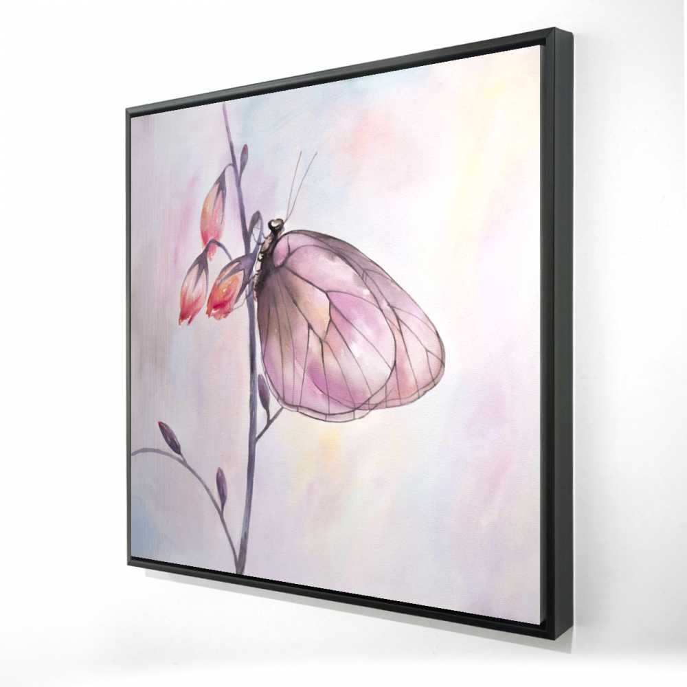 2081-3636-AN346 36 x 36 in. Delicate Butterfly - Romantic Bedroom Framed Canvas Decor