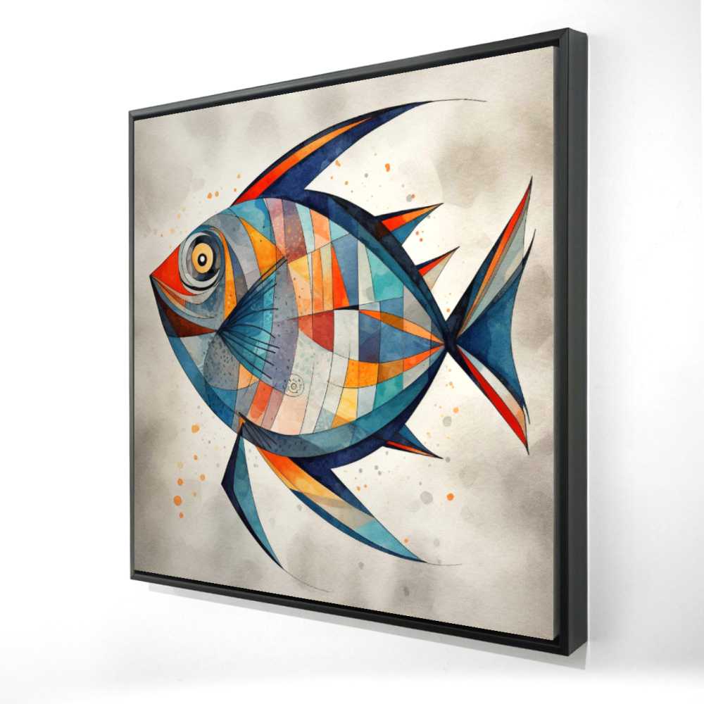 2081-3636-AN524 36 x 36 in. Geometric Fish - Marine Office Framed Canvas Home Decor