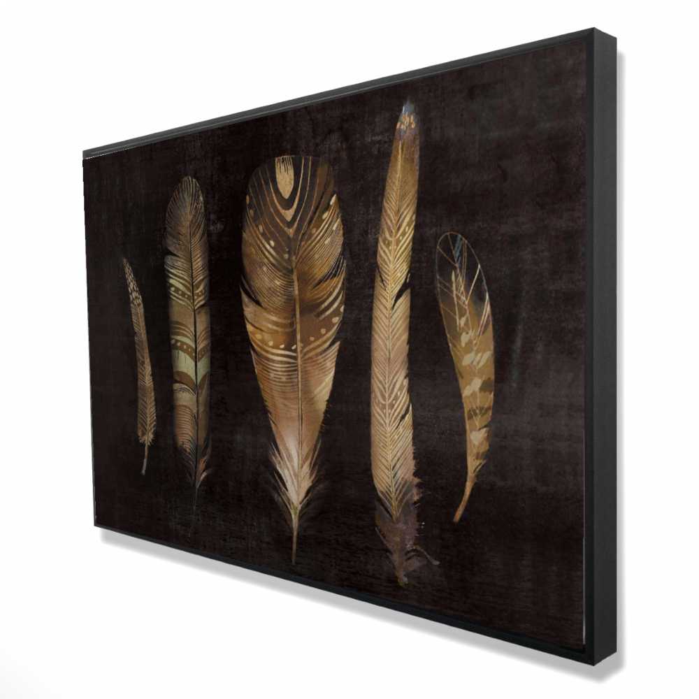 2081-2436-AN237 24 x 36 in. Brown Feather Set - Bohemian Framed Canvas Home Decor