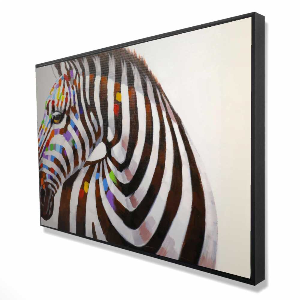 2081-2436-AN55 24 x 36 in. Colorful Zebra - White Animals Framed Canvas for Home Decor