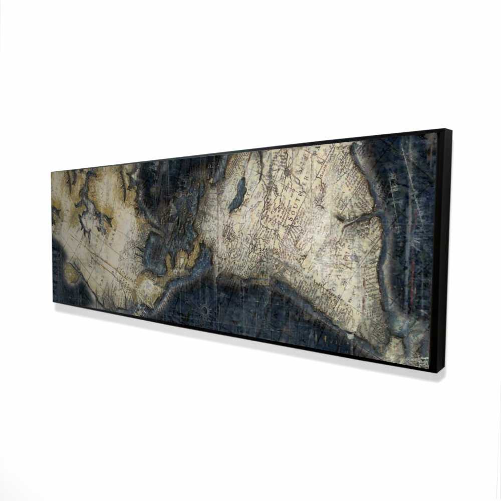 2081-2060-CI83 20 x 60 in. Old World Map Bedroom Canvas - Framed Home Decor Art