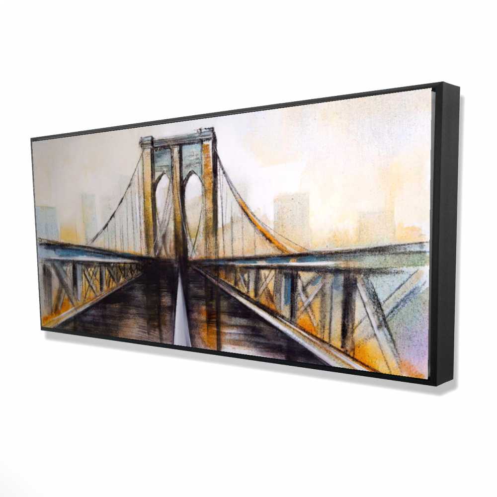 2081-2448-CI211 24 x 48 in. Colorful Brooklyn Bridge - Framed Canvas Office Architecture