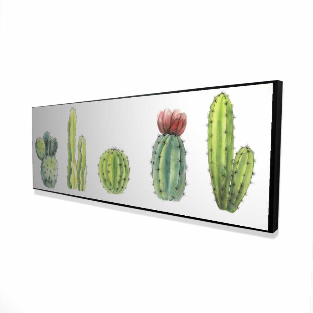 2081-2060-FL220 20 x 60 in. Tiny Cactus Set - Bedroom Illustrative Framed Canvas Decor