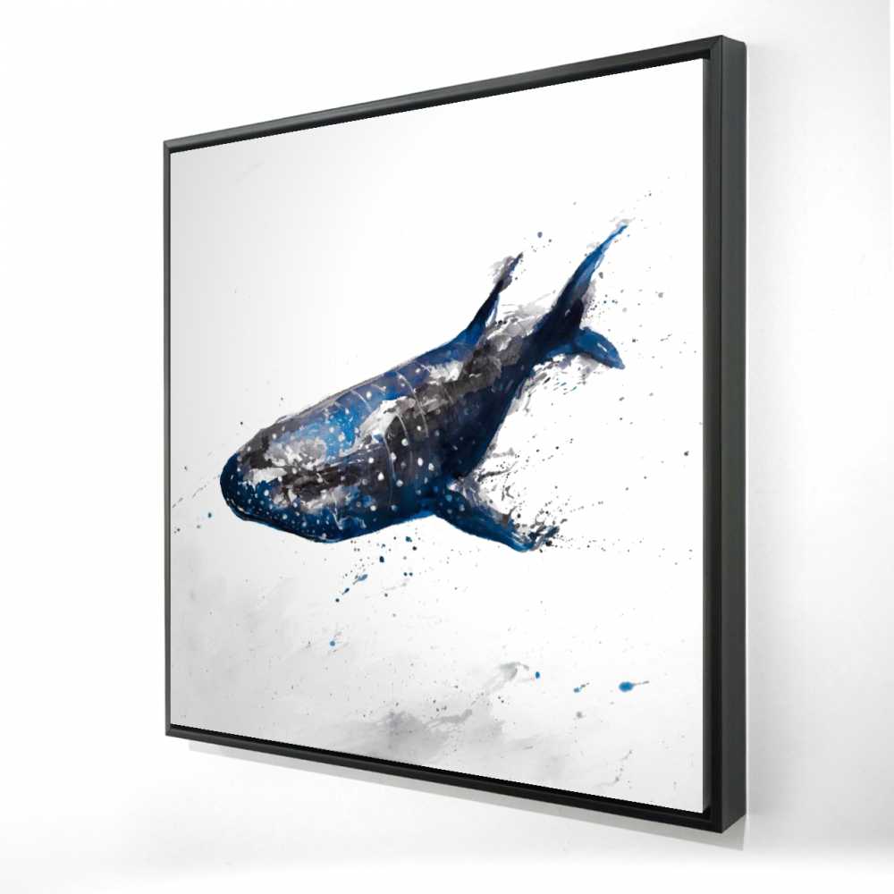 2081-3636-AN247-1 36 x 36 in. Abstract Whale Shark - Coastal Blue Framed Canvas Decor