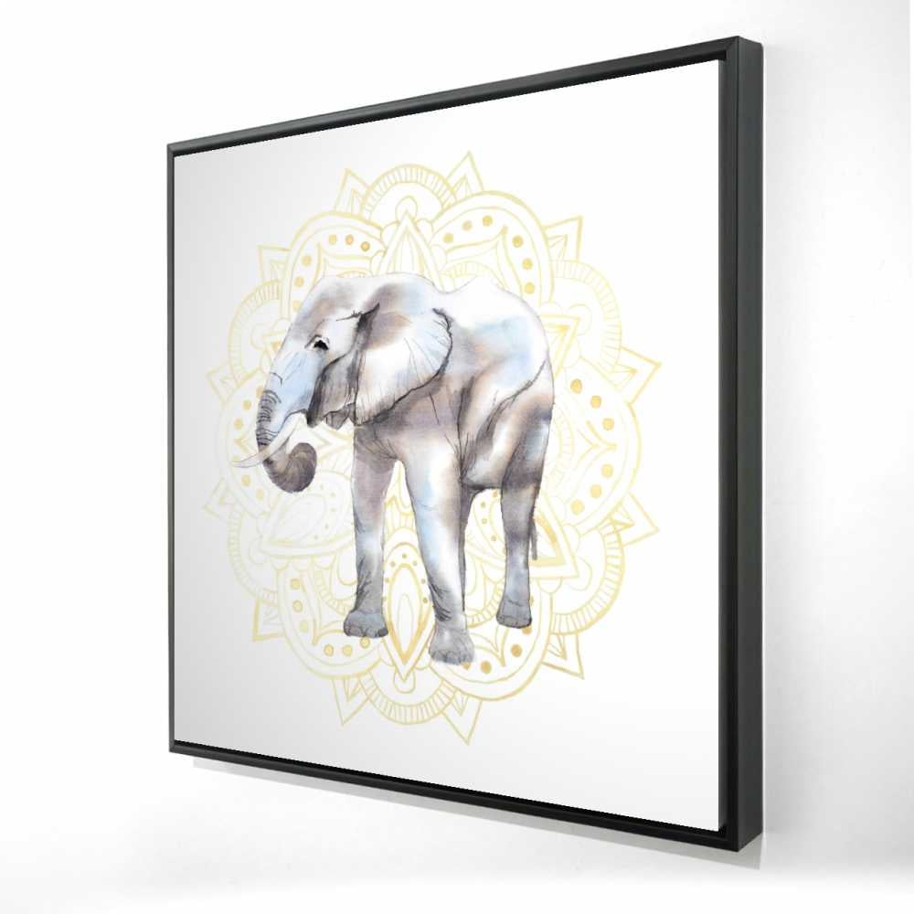 2081-3636-AN391 36 x 36 in. Elephant on Mandalas Pattern - Bohemian Canvas Home Decor