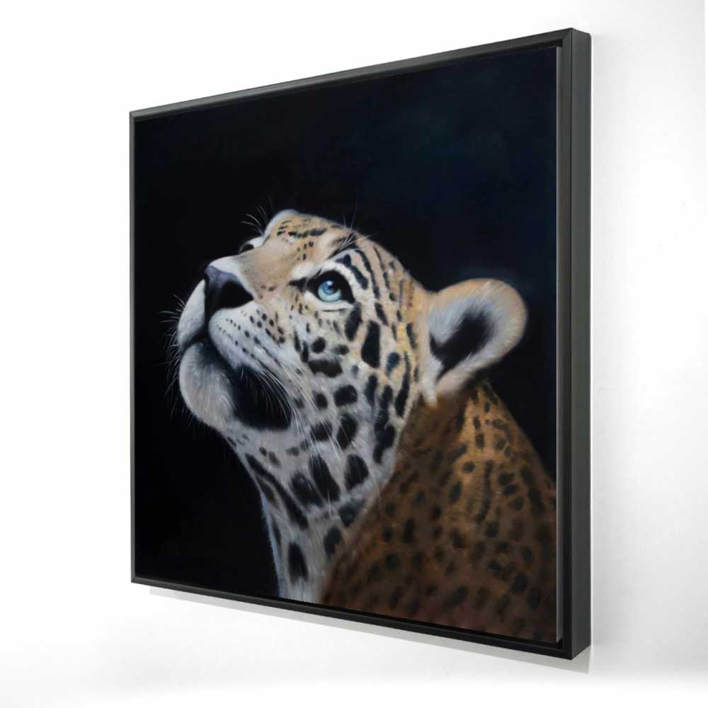 2081-3636-AN417 36 x 36 in. Realistic Leopard Face - Hyperrealist Framed Canvas Decor