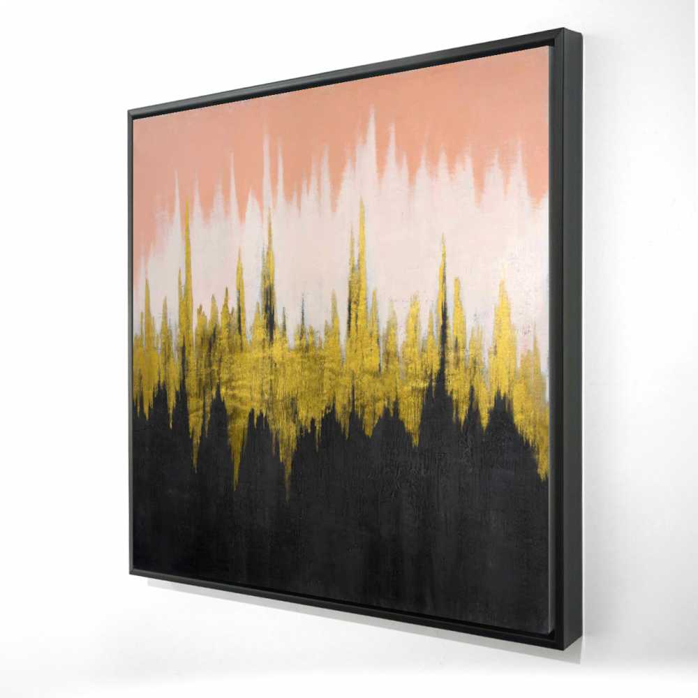 2081-3636-AB103 36 x 36 in. Abstract Zigzag - Coral Shapes Framed Canvas for Home Decor