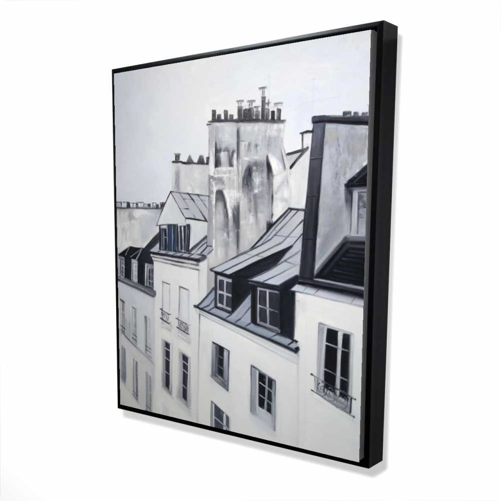 2081-6048-CI368 48 x 60 in. Historical Buildings Canvas - Gray Framed Home Decor Art