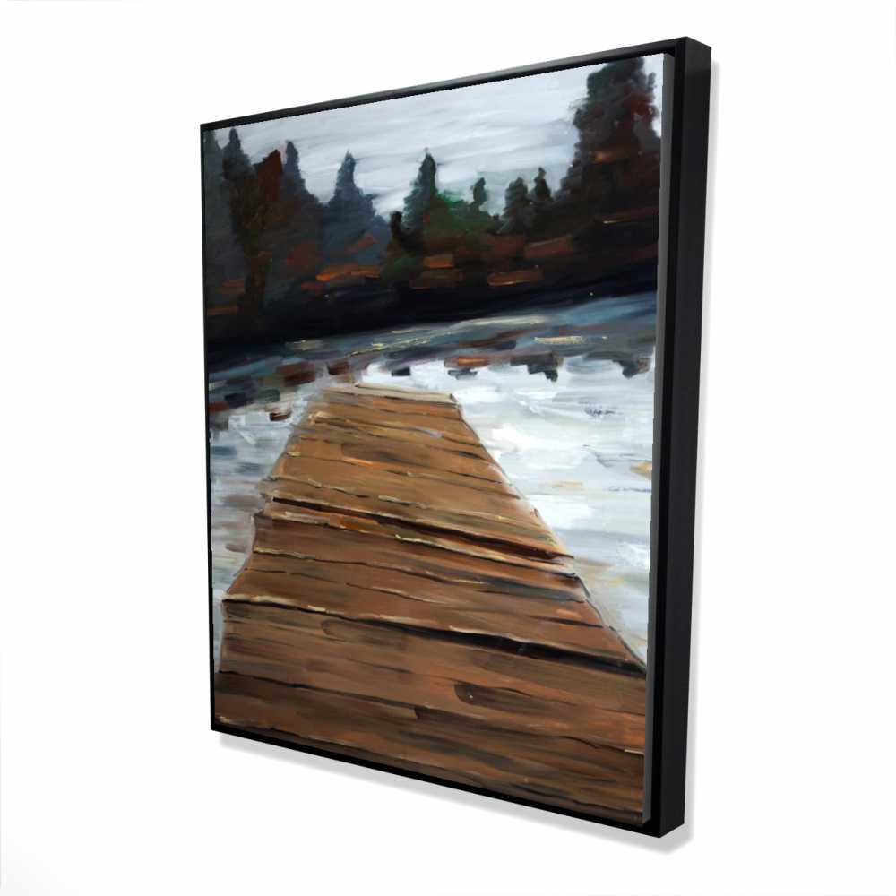 2081-6048-CO109 48 x 60 in. Dock & Lake - Rustic Framed Canvas for Home Decor