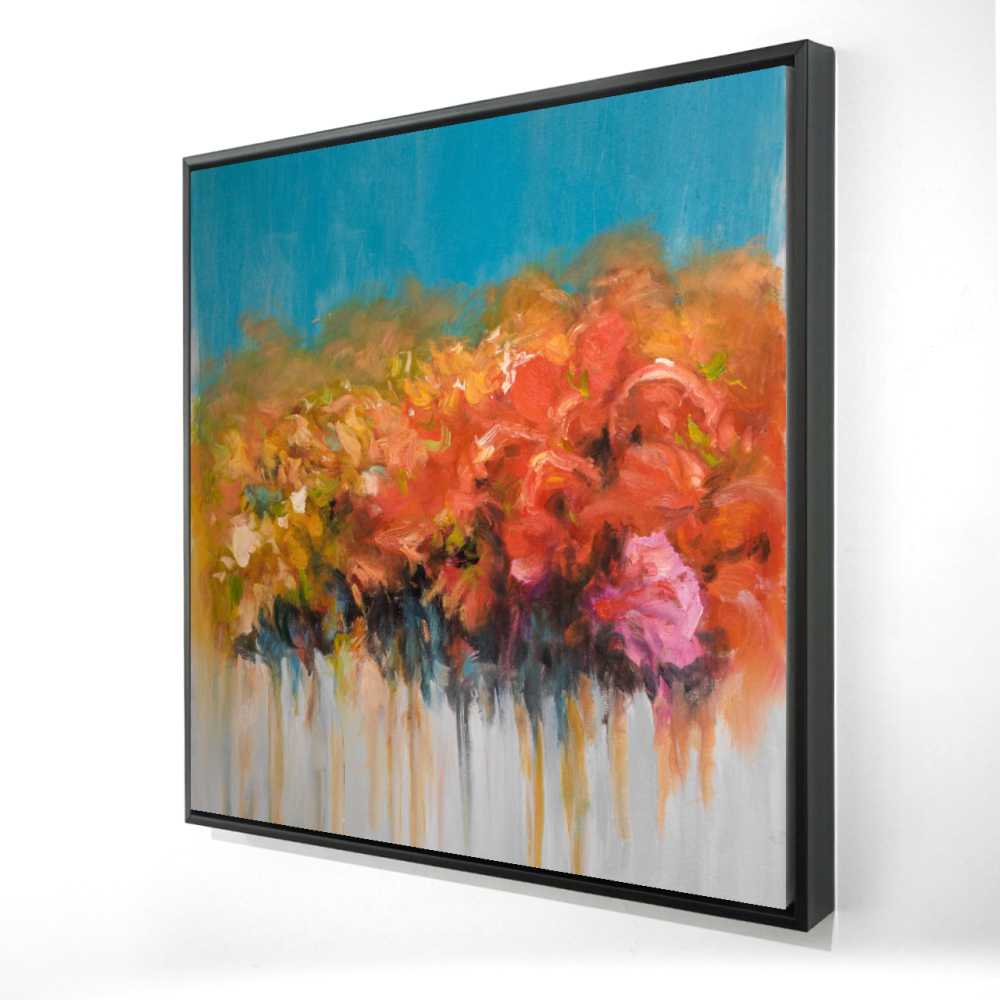 2081-3636-AB28 36 x 36 in. Orange Flowers Bundle - Contemporary Framed Canvas Decor