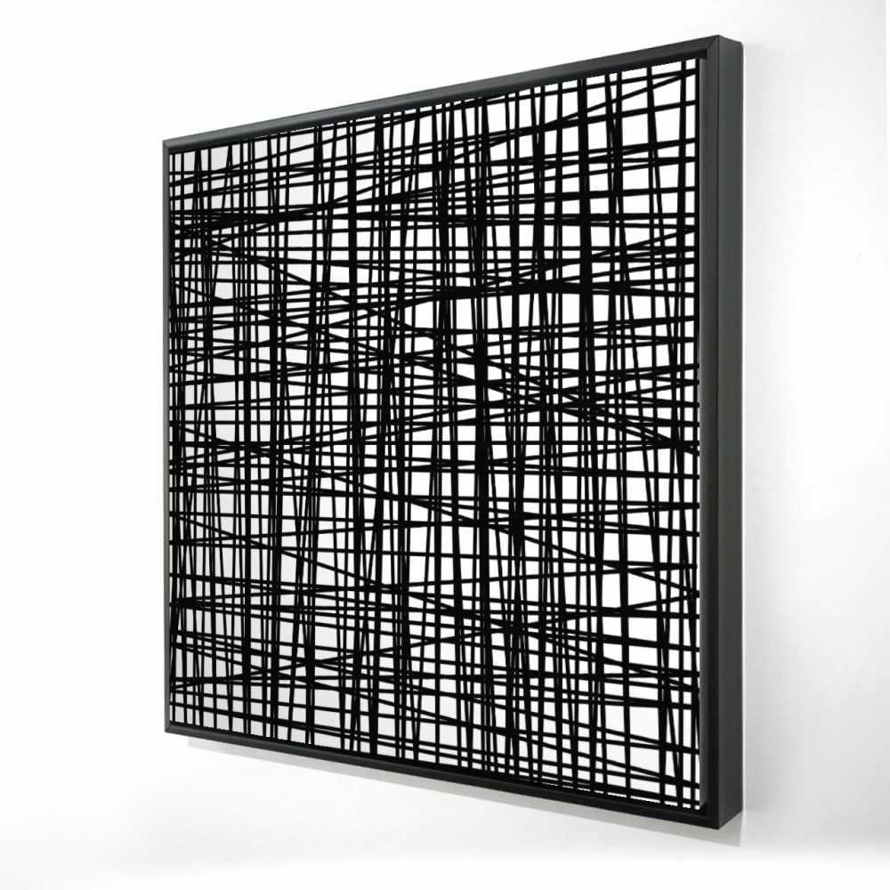2081-3636-AB30 36 x 36 in. Abstract Small Stripes - Modern Shapes Framed Canvas Decor
