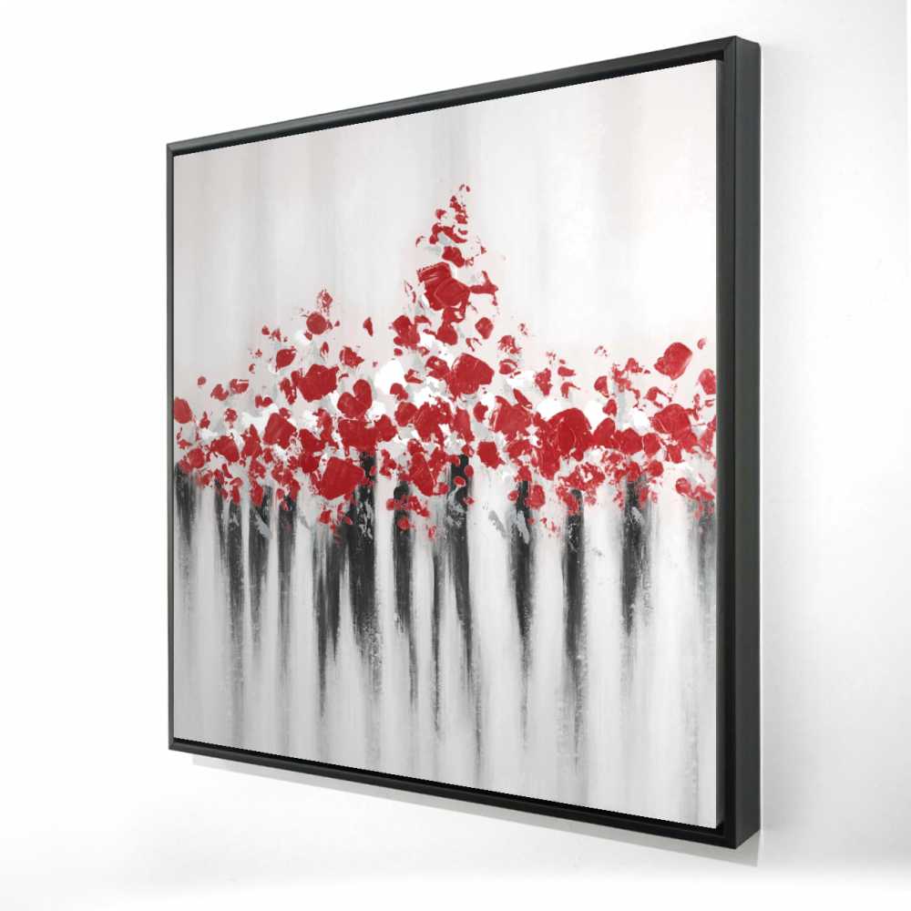 2081-3636-AB33-1 36 x 36 in. Falling Red Dot - Gray Contemporary Framed Canvas Decor