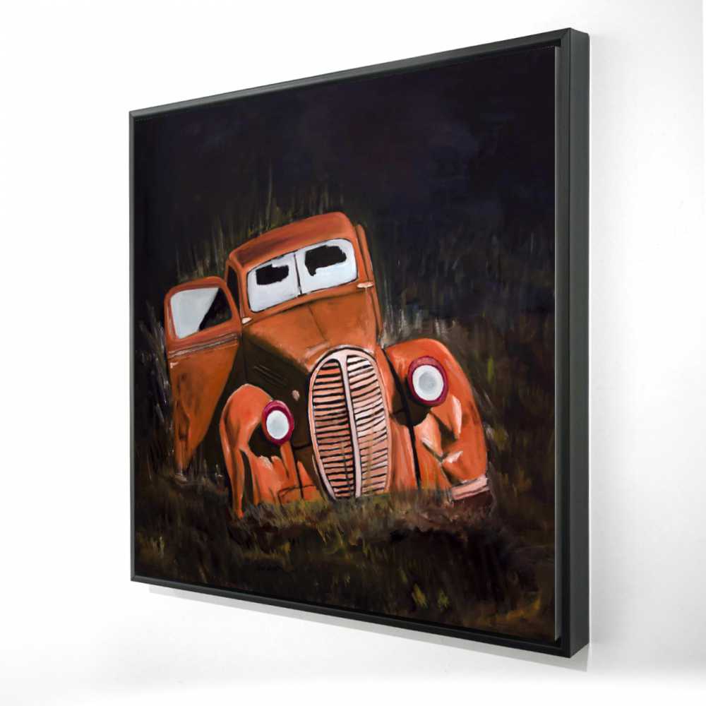 2081-3636-TR68 36 x 36 in. Humpy Old Car by Night - Framed Canvas for Home Decor