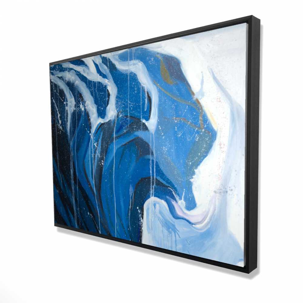 2081-3648-CO111 36 x 48 in. Abstract Wave in Motion - Blue Waves Framed Canvas Decor
